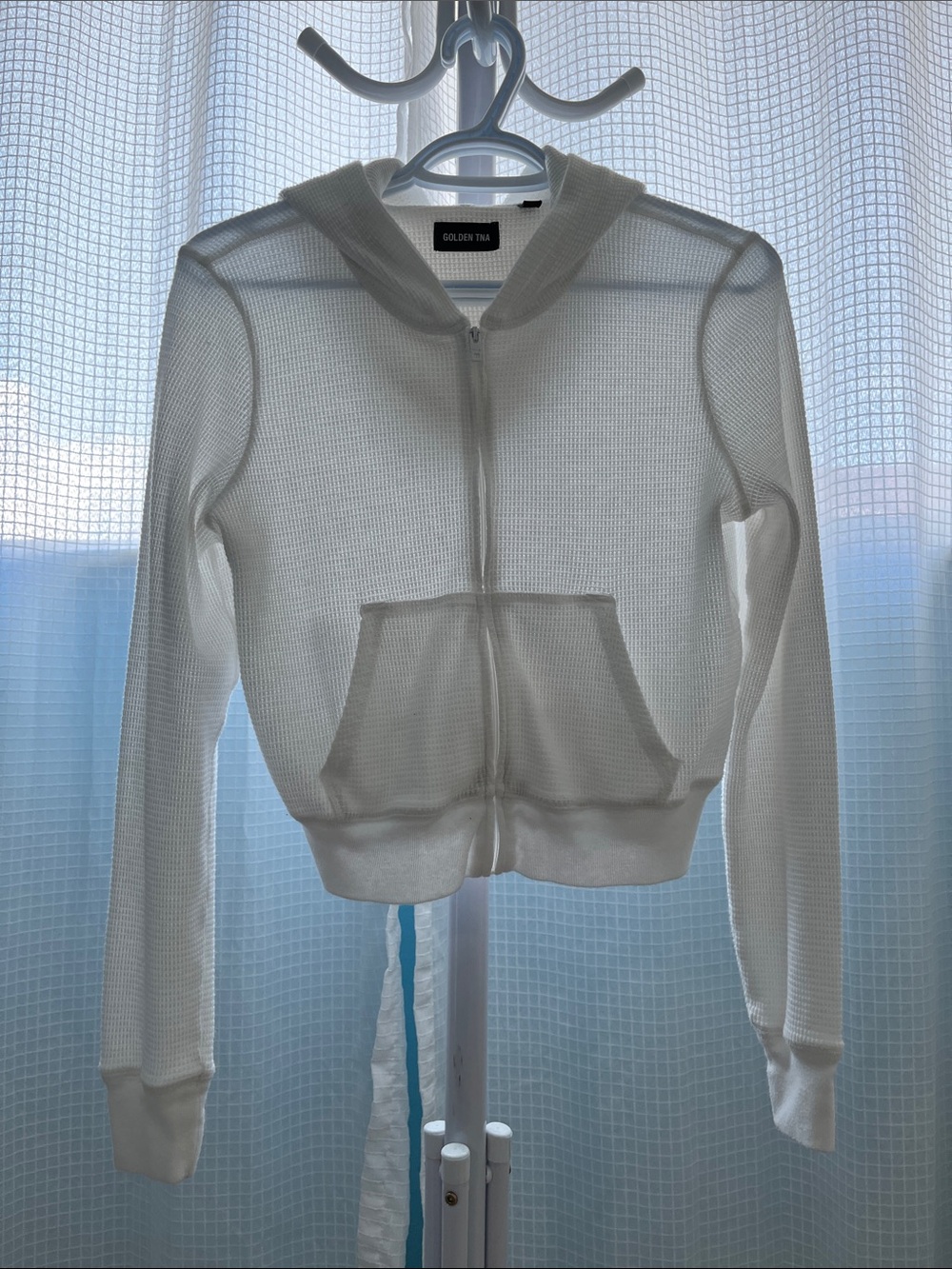 Aritzia White Lightweight Zip Hoodie
